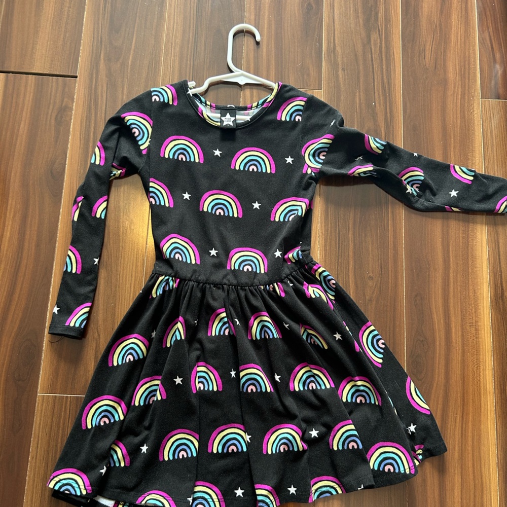 Black Dress with Rainbow Pattern
